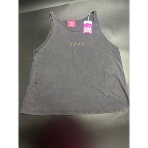 One Teaspoon NEW Lightning Bolt Tank Top Black Acid Wash Graphic Sleeveless Sml‎